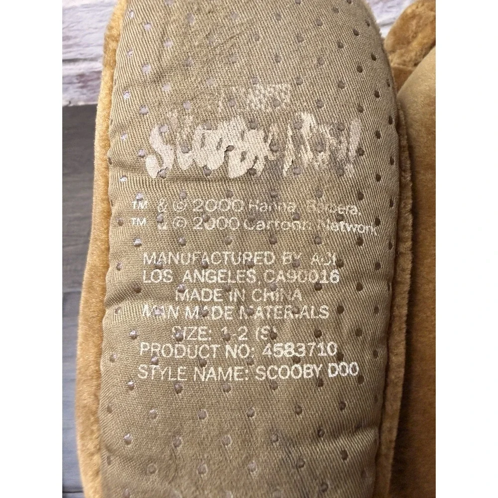 Vintage Scooby-Doo Slippers Hanna Barbera 2000 Cartoon Network Kids Size 1-2 S